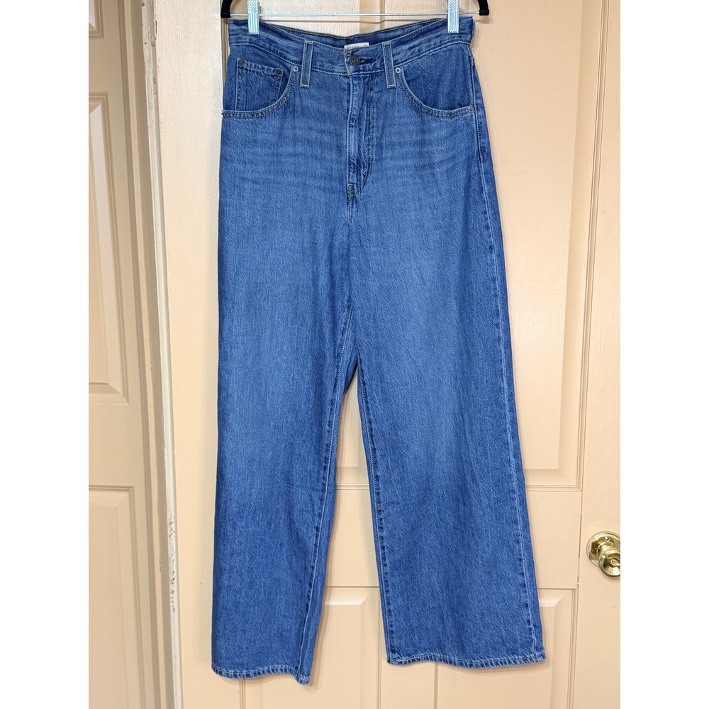 Levis Cinch Baggy High Rise Wide Leg Jeans Medium Wash Blue 28